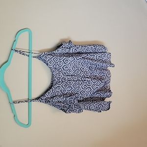 Blue/Grey patterned flowy slight crop top